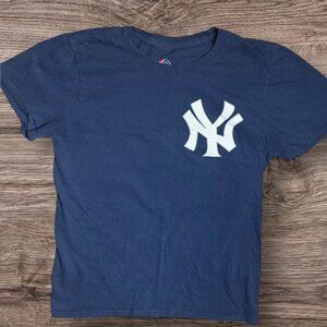 NYY New York Yankees Navy Blue White Tanaka #19 Short Sleeve T Shirt Size Small